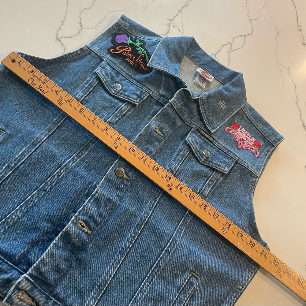 Harley Davidson Motorcycle Denim Vest with Patches - Picture 14 of 17